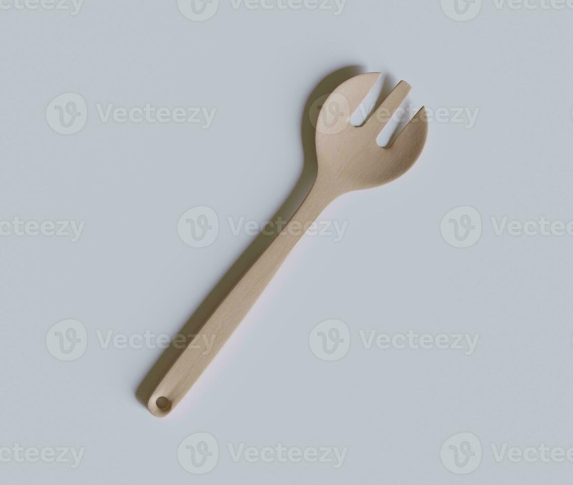 Spoon or flatware with a wood texture rendering 3D photo