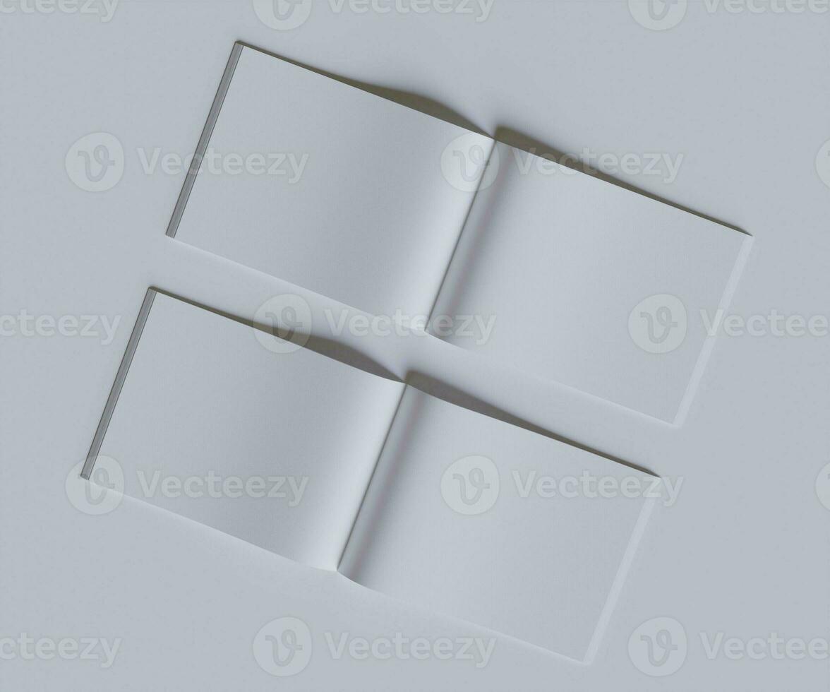 A4 Lanscape Magazine white color and realistic texture rendering 3D photo