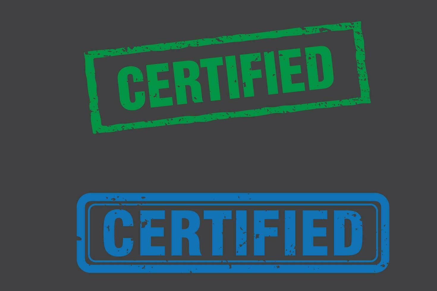 certificado insignia, estampilla. verde y azul sello de origen y calidad. Certificación plano botón con certificado inscripción. vector