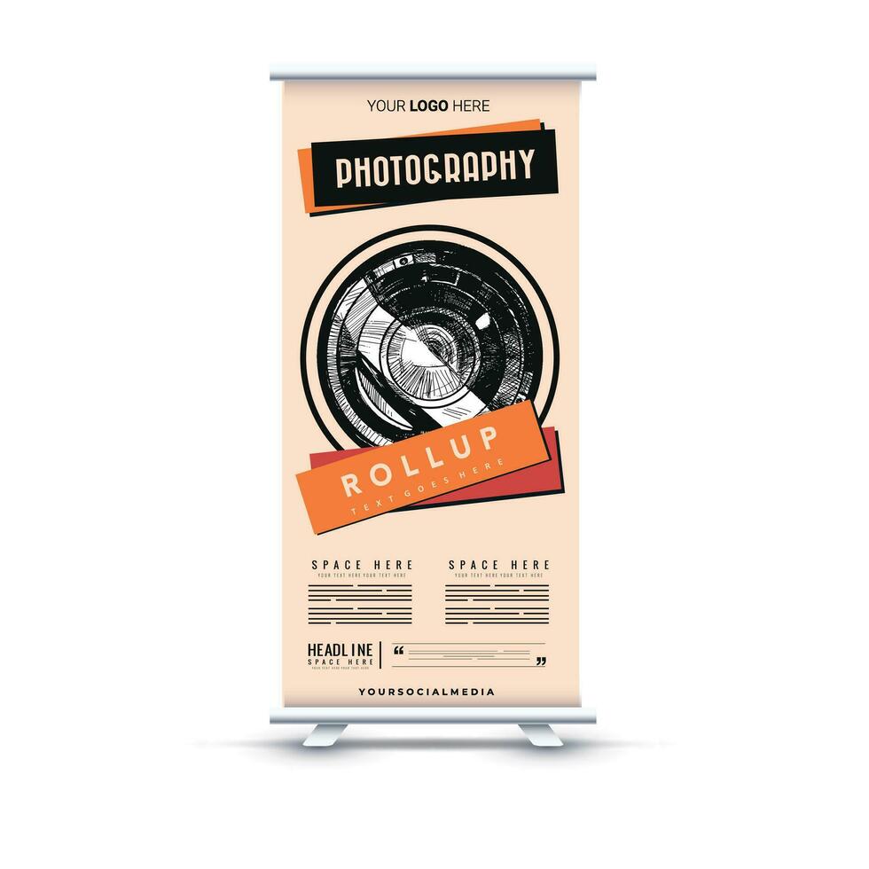 Business Roll up banner vertical template design, photography roll up. for brochures, business, flyers, infographics. modern x-banner and flag-banner advertising. vector illustration