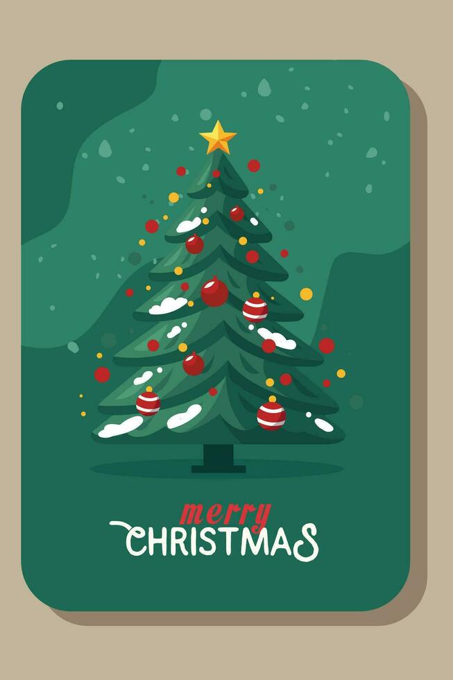 Christmas tree in vector. There is a Christmas tree with decorations. Christmas tree with ornaments on a green background. vector