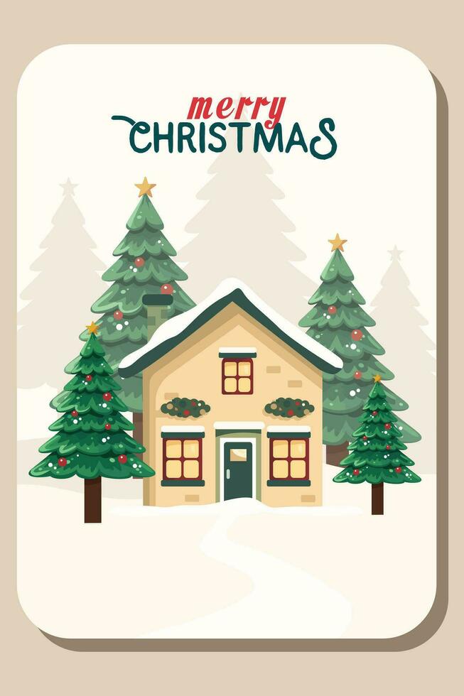 Merry cristmas and happy new year at home vector