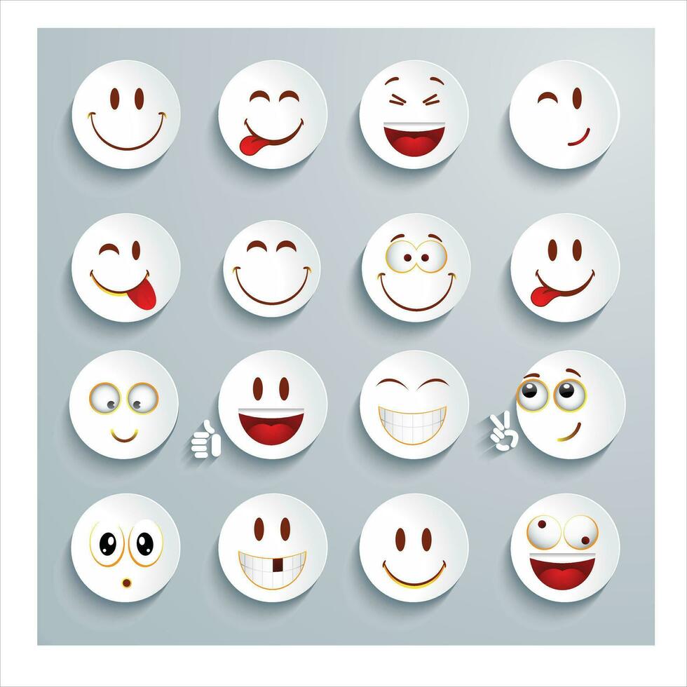 high quality vector round yellow cartoon embossed emoticons social media comments Reaction chat comments icon templates face tears smile hug love like Lol laugh emoji character messages