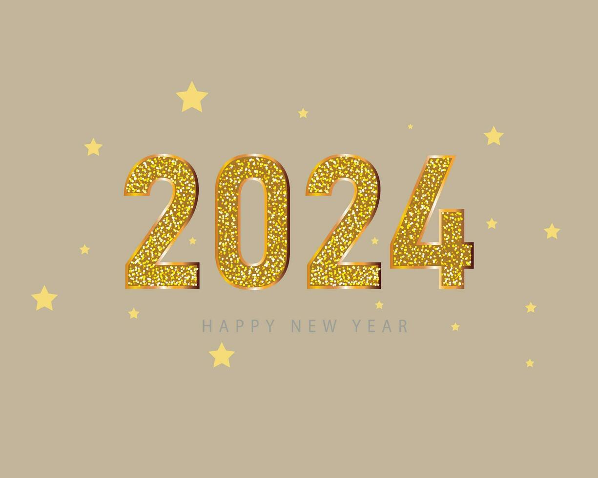 contento nuevo año 2024 diseño. con ilustración de tachonado de oro números. prima vector diseño para 2024 nuevo año carteles, pancartas, saludos y celebraciones