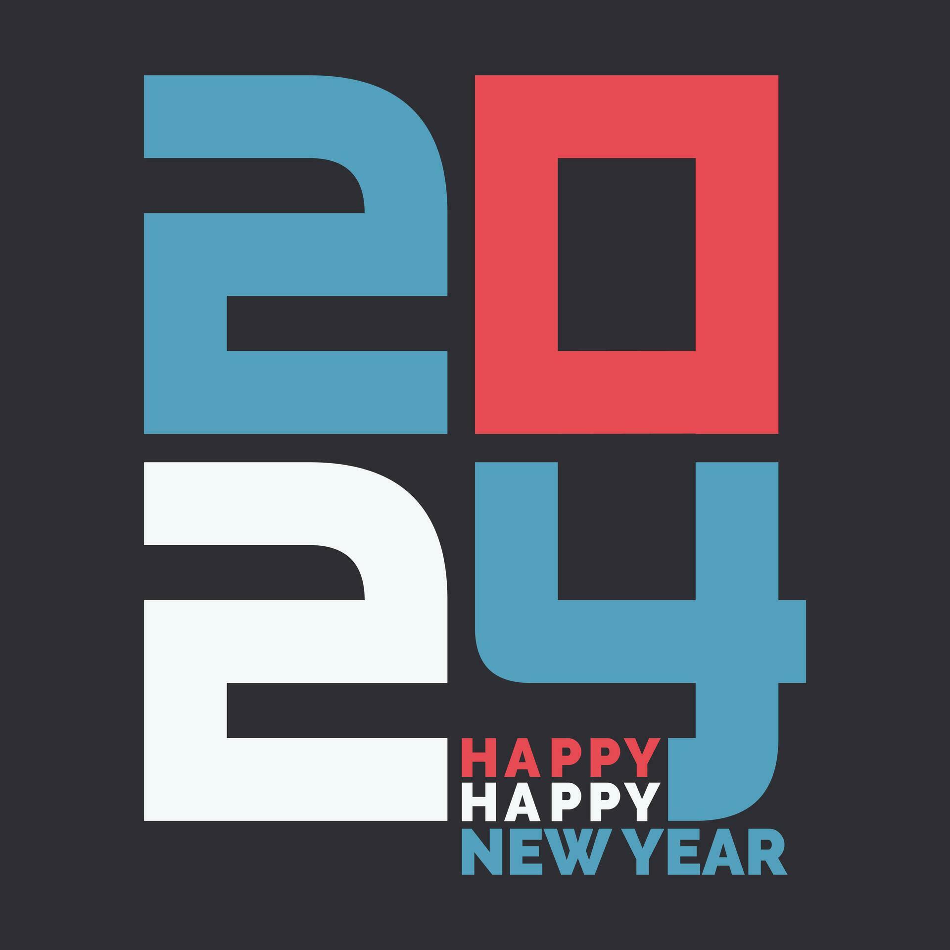 Happy New Year 2024 design. With illustrations of the best numbers at