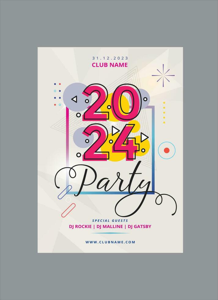 New Year 2024 card. New Year 2024. Editable vector illustration for websites, invitations, postcards and posters.