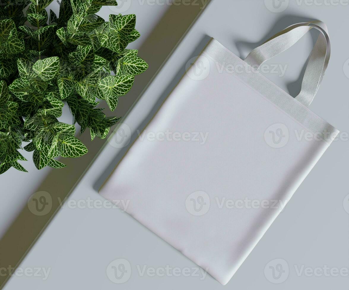 Tote bag white color and realistic texture rendering 3D photo