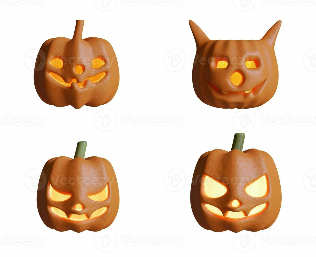 Scary Halloween images or elements created with 3D software to prepare for celebrating Halloween which is synonymous with yellow pumpkins photo