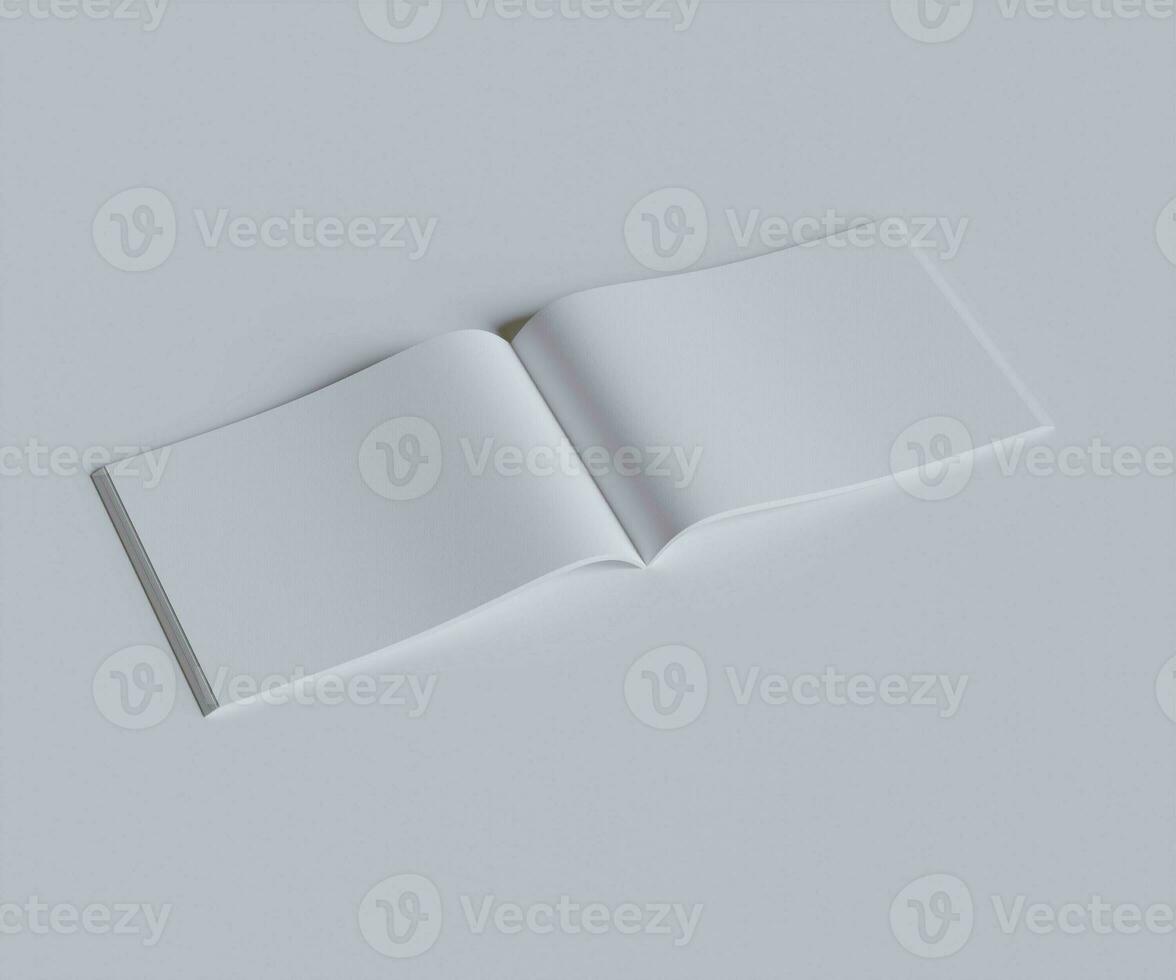 A4 Lanscape Magazine white color and realistic texture rendering 3D photo