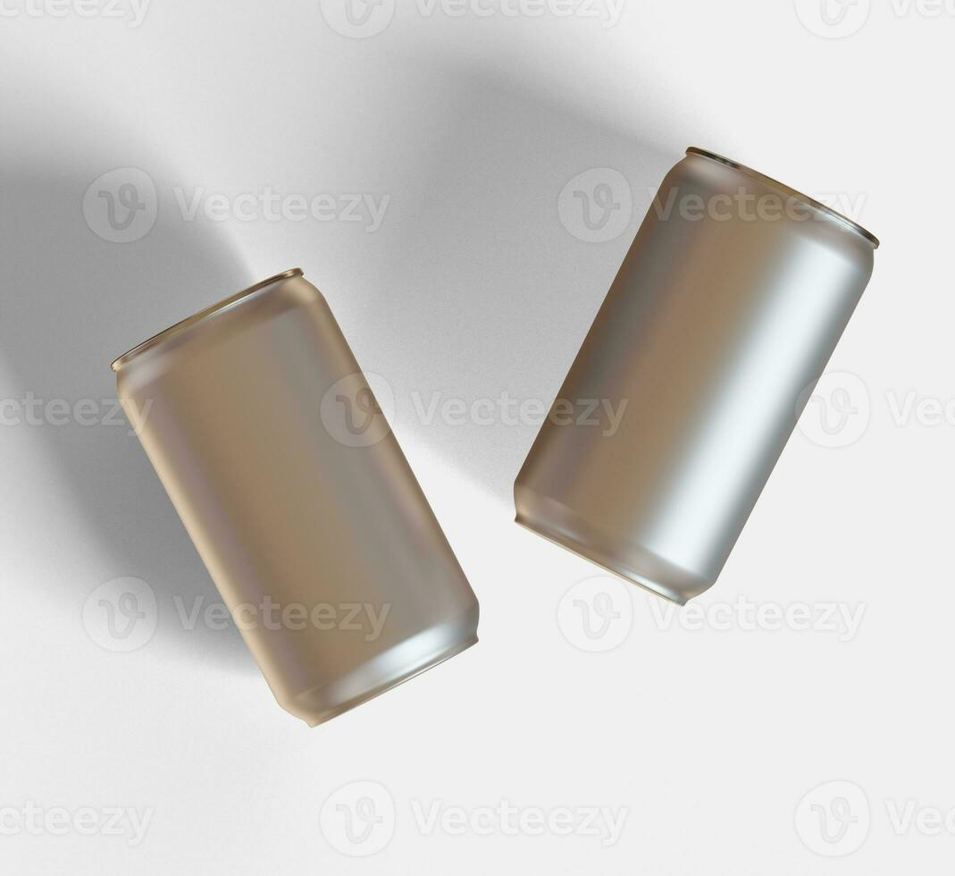 Soda can metalic texture and shiny with a realistic glossy or highlight rendering with 3D software illustration photo