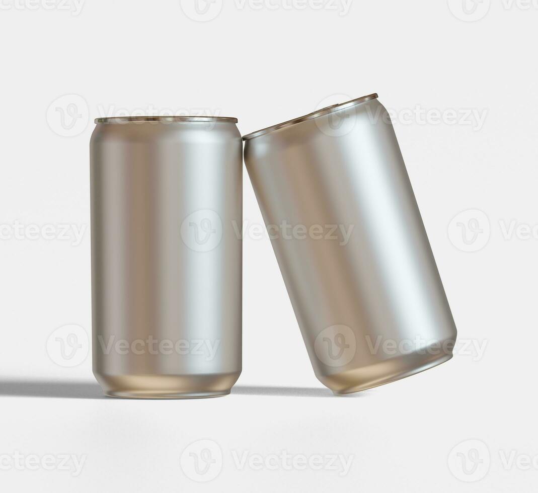 Soda can metalic texture and shiny with a realistic glossy or highlight rendering with 3D software illustration photo