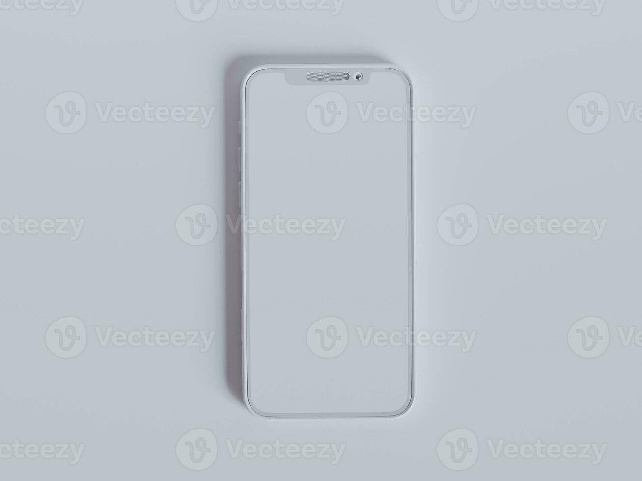 Clay phone white background and smarphone color touch screen rendering 3D photo