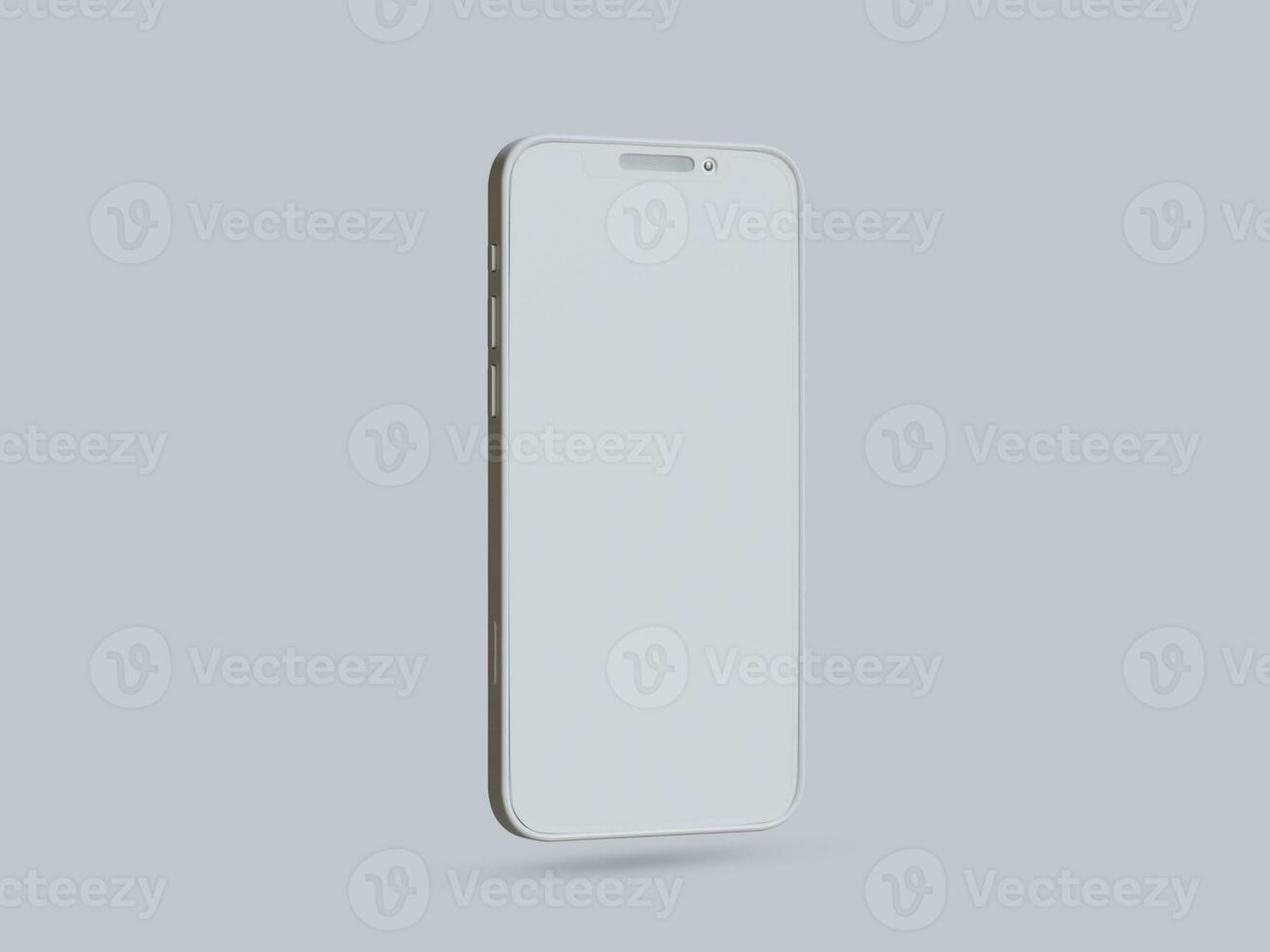 Clay phone white background and smarphone color touch screen rendering 3D photo