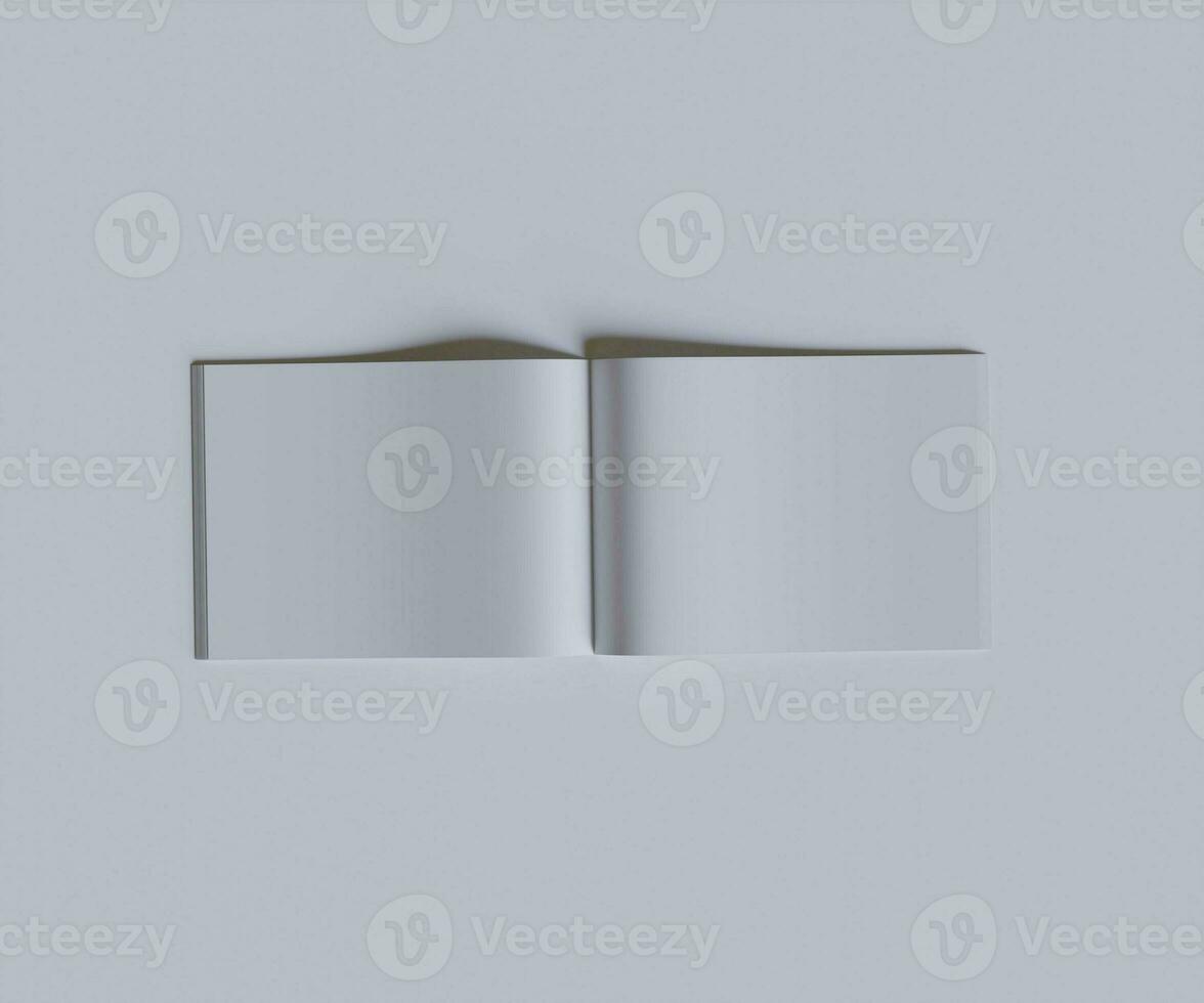 A4 Lanscape Magazine white color and realistic texture rendering 3D photo