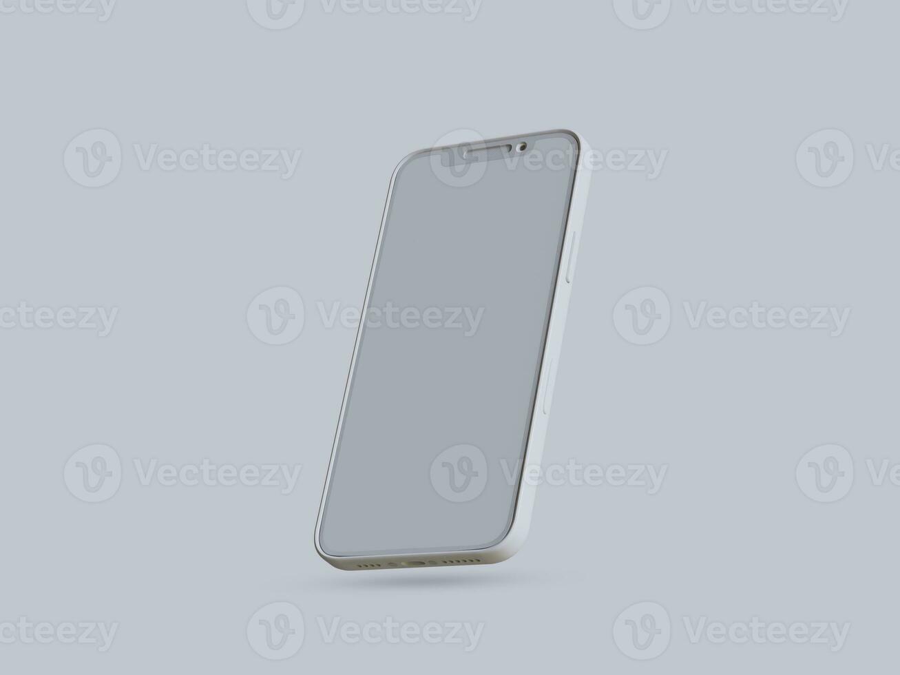 Clay phone white background and smarphone color touch screen rendering 3D photo