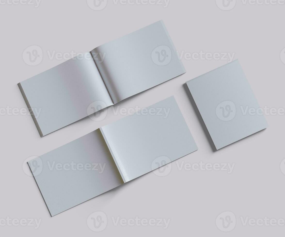 A4 Lanscape Magazine white color and realistic texture rendering 3D photo