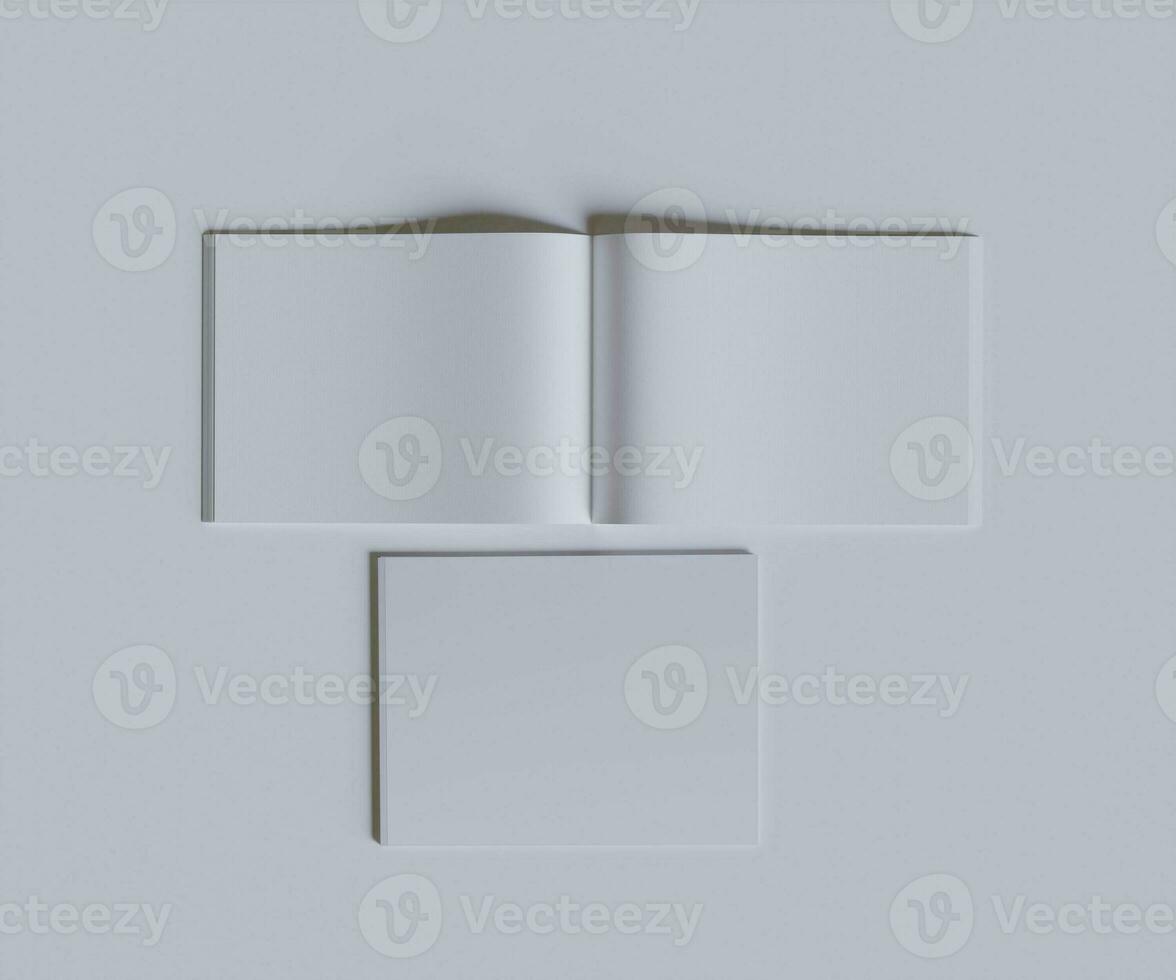 A4 Lanscape Magazine white color and realistic texture rendering 3D photo