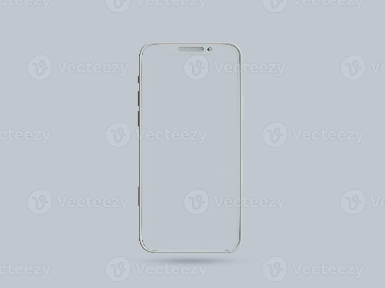 Clay phone white background and smarphone color touch screen rendering 3D photo