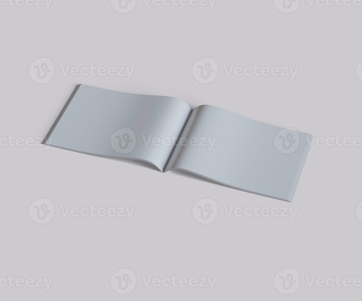 A4 Lanscape Magazine white color and realistic texture rendering 3D photo