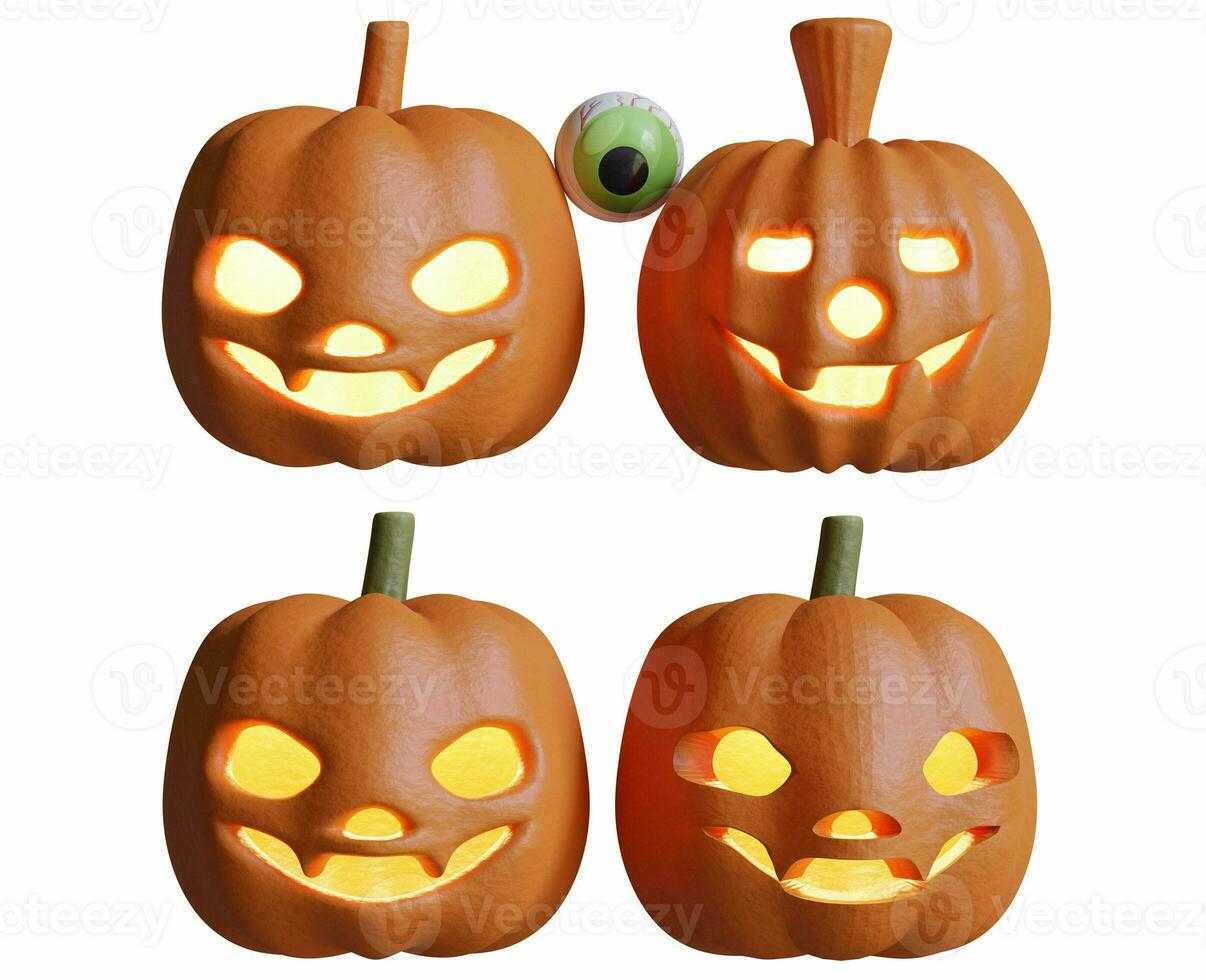 Scary Halloween images or elements created with 3D software to prepare for celebrating Halloween which is synonymous with yellow pumpkins photo