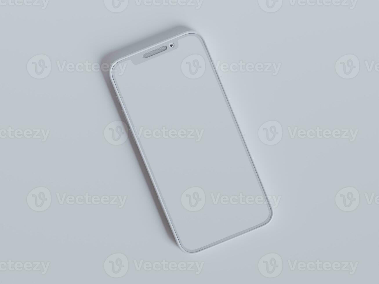 Clay phone white background and smarphone color touch screen rendering 3D photo