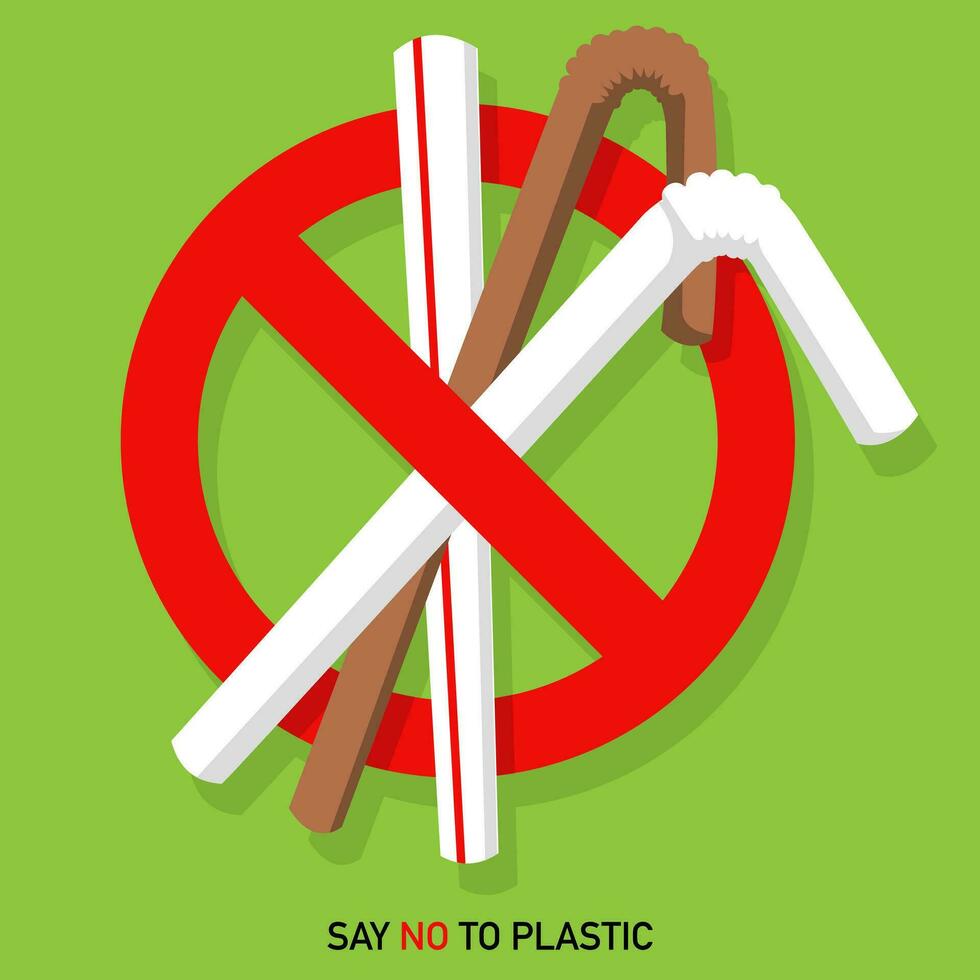 Say no to plastic, stop plastic pollution vector