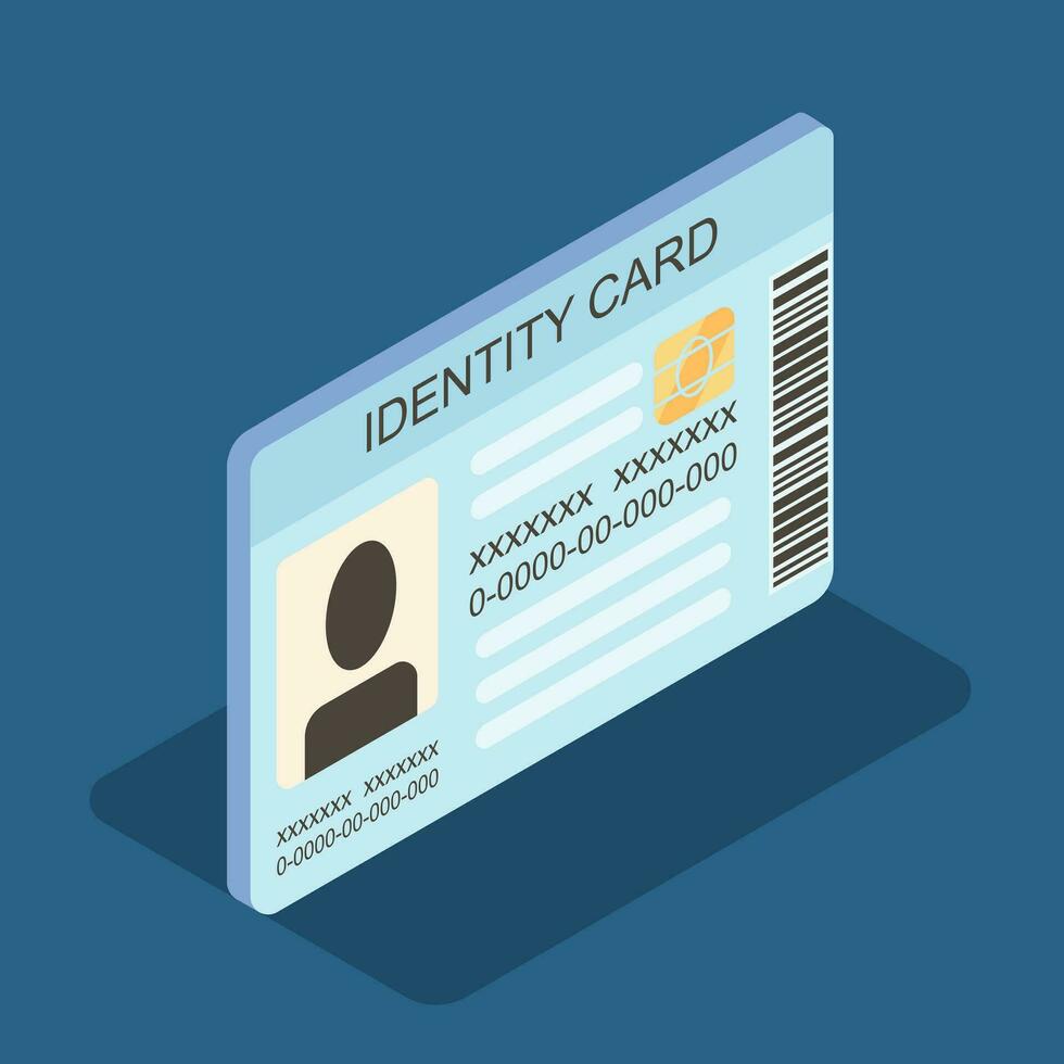 ID card icon isometric concept, vector illustration