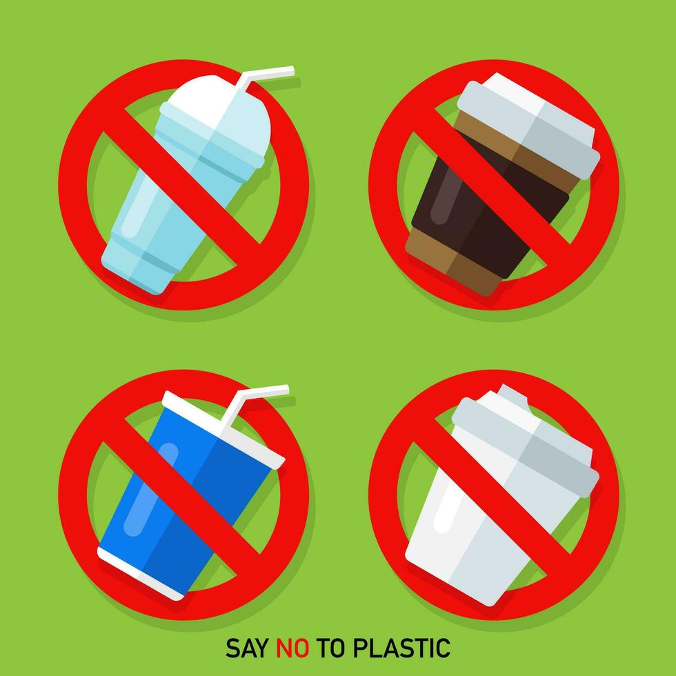 Say no to plastic, stop plastic pollution vector