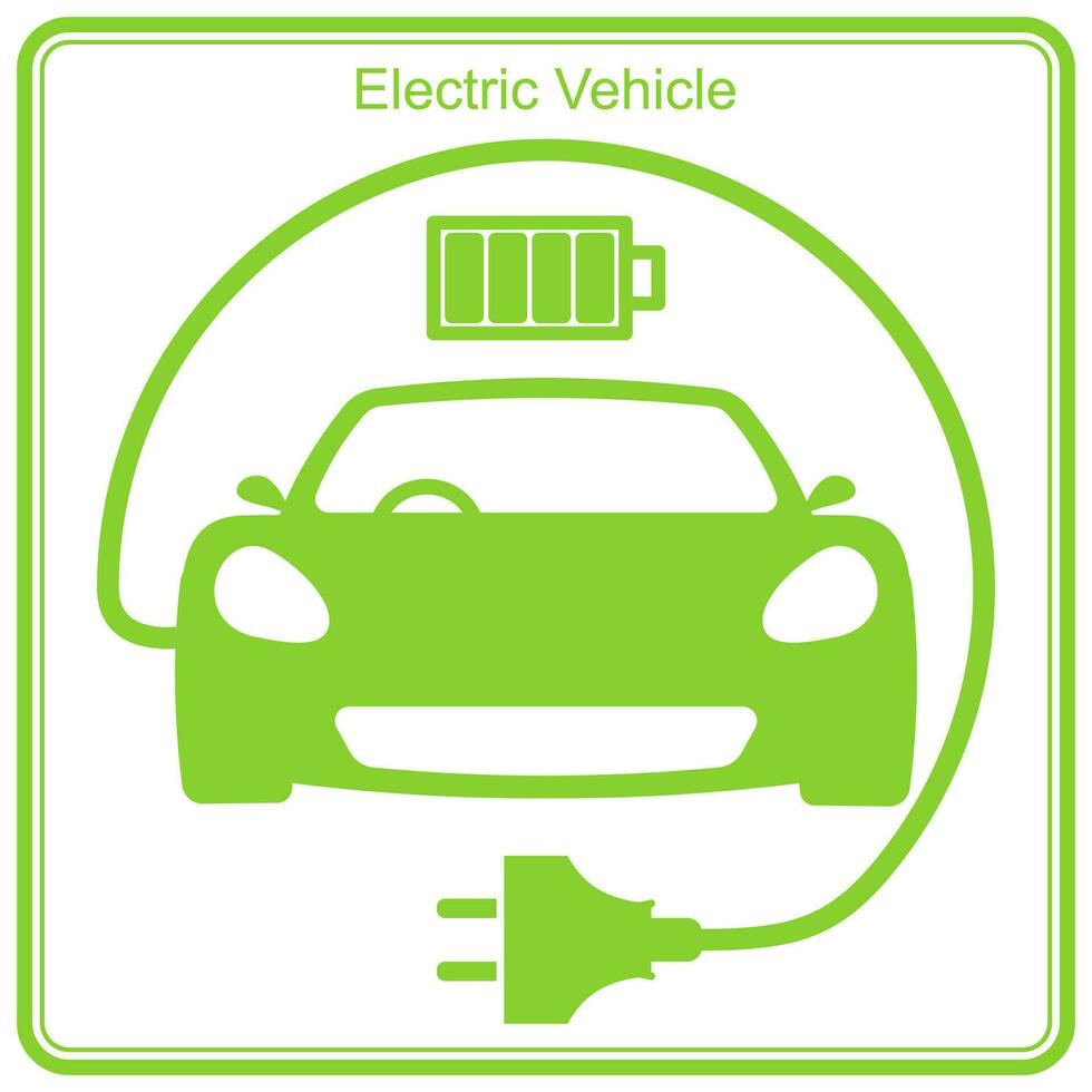 Electric Vehicle charging station, electric car with plug icon, EV car vector