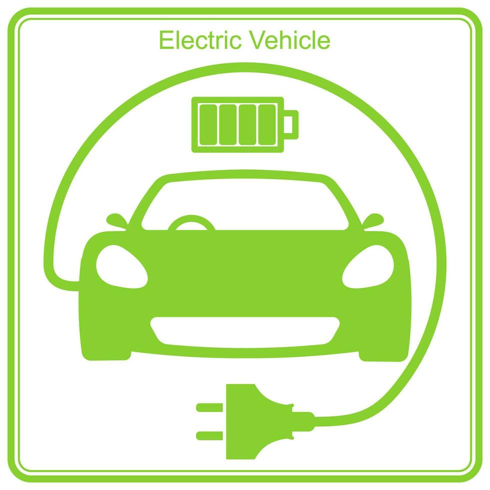 Electric Vehicle charging station, electric car with plug icon, EV car vector