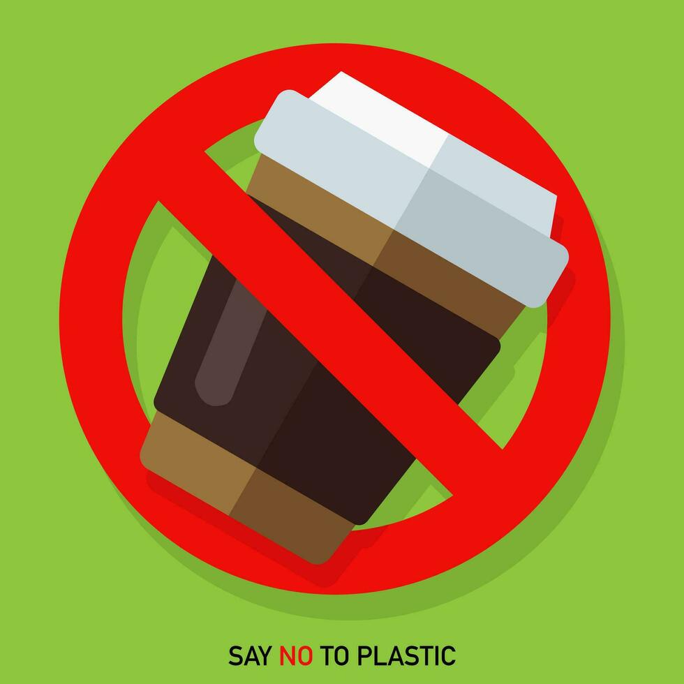 Say no to plastic, stop plastic pollution vector