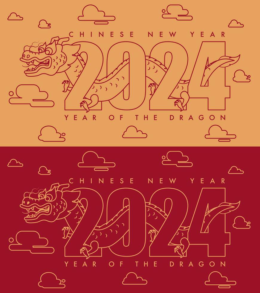 Chinese New Year, Year Of The Dragon, Vector Illustration Background