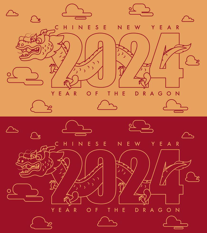 Chinese New Year, Year Of The Dragon, Vector Illustration Background