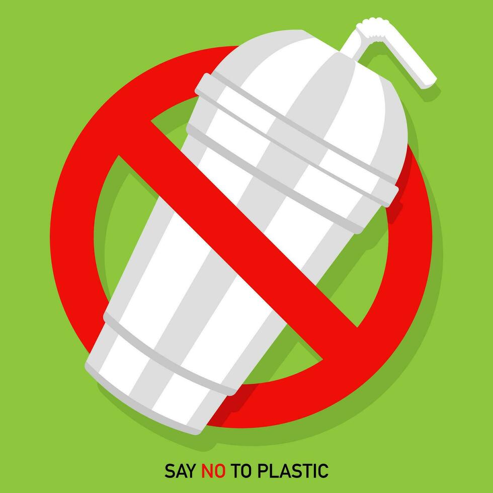 Say no to plastic, stop plastic pollution vector