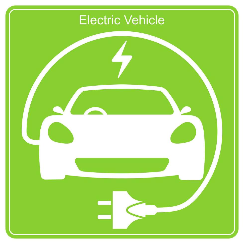 Electric Vehicle charging station, electric car with plug icon, EV car vector