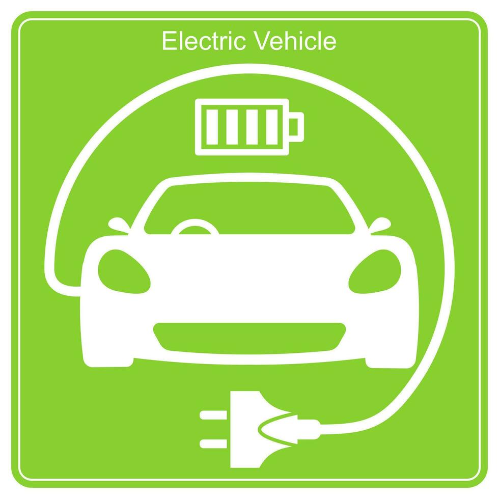 Electric Vehicle charging station, electric car with plug icon, EV car vector