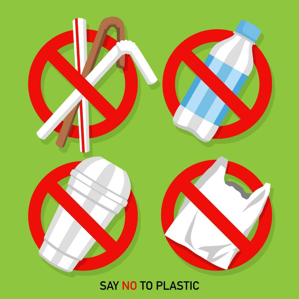 decir No a el plastico, detener el plastico contaminación vector