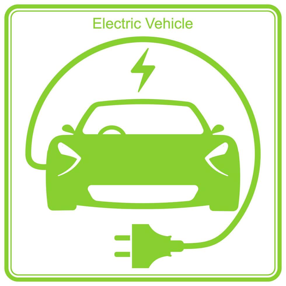 Electric Vehicle charging station, electric car with plug icon, EV car vector