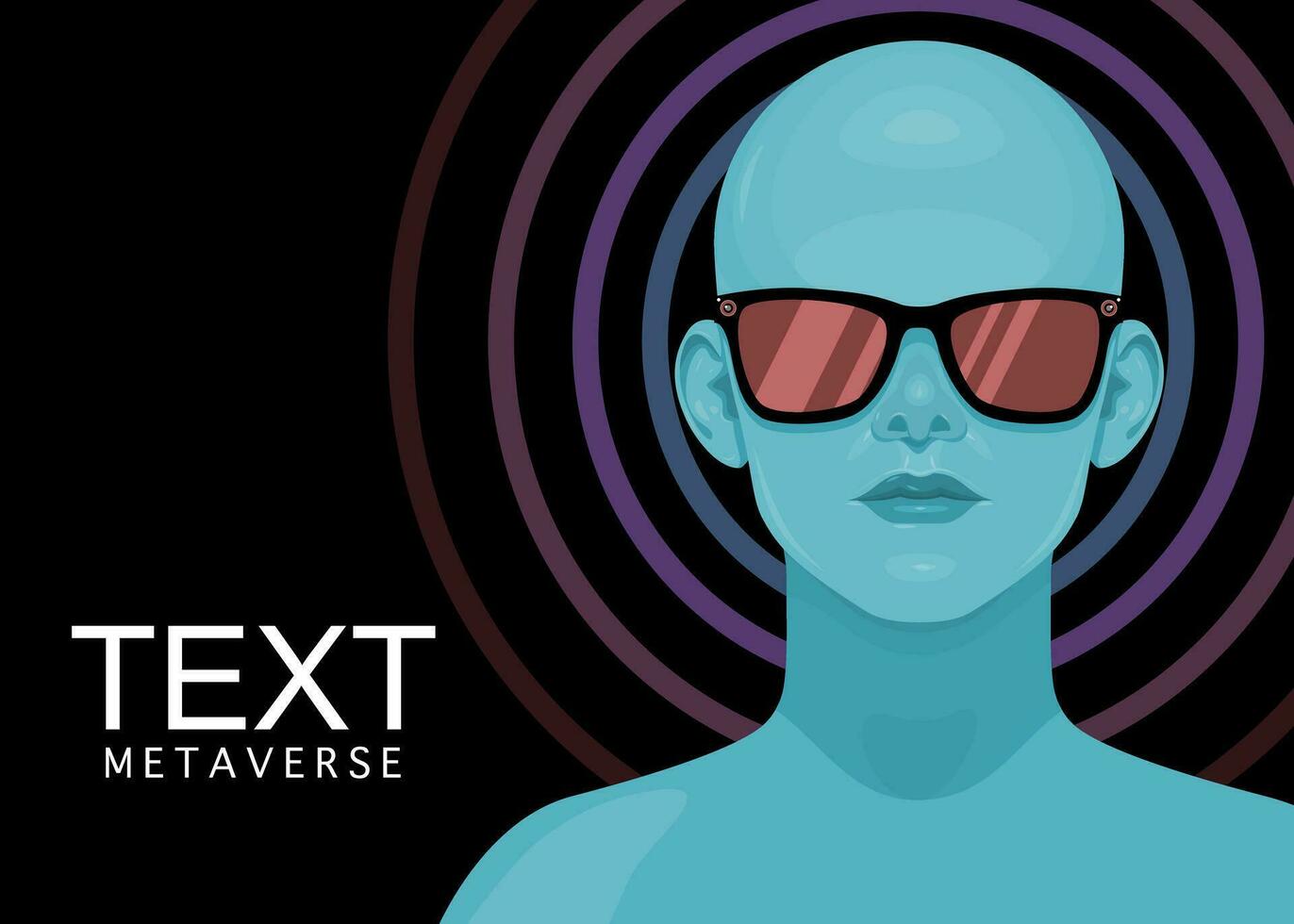 Human face in augmented or virtual reality glasses. Metaverse digital virtual reality technology, Vector illustration