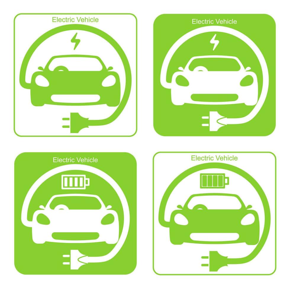 eléctrico vehículo cargando estación, eléctrico coche con solar células , ev coche vector