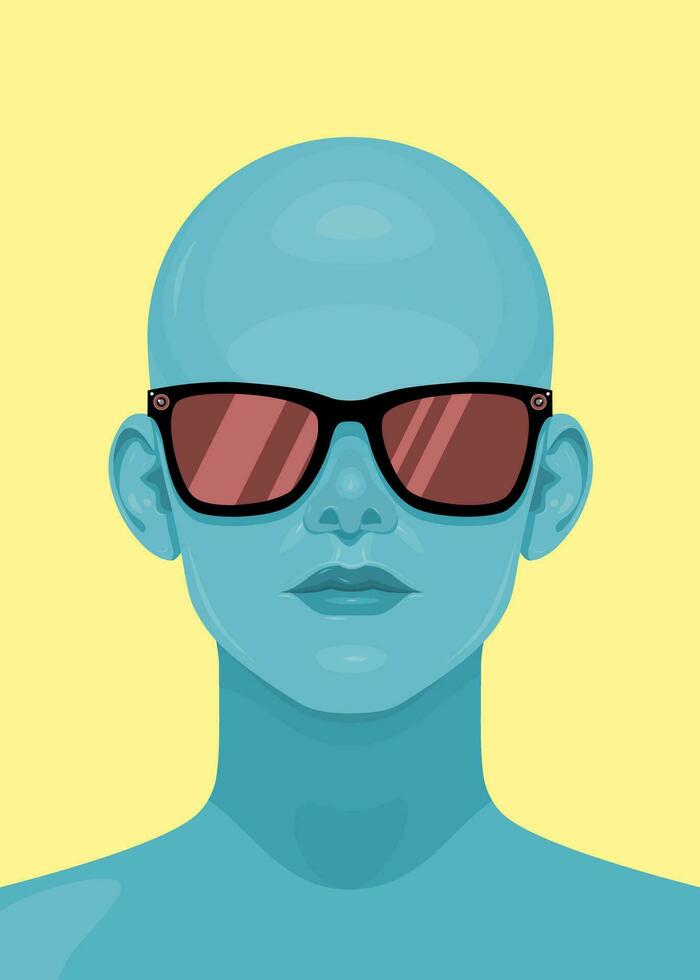 Human face in augmented or virtual reality glasses. Metaverse digital virtual reality technology, Vector illustration