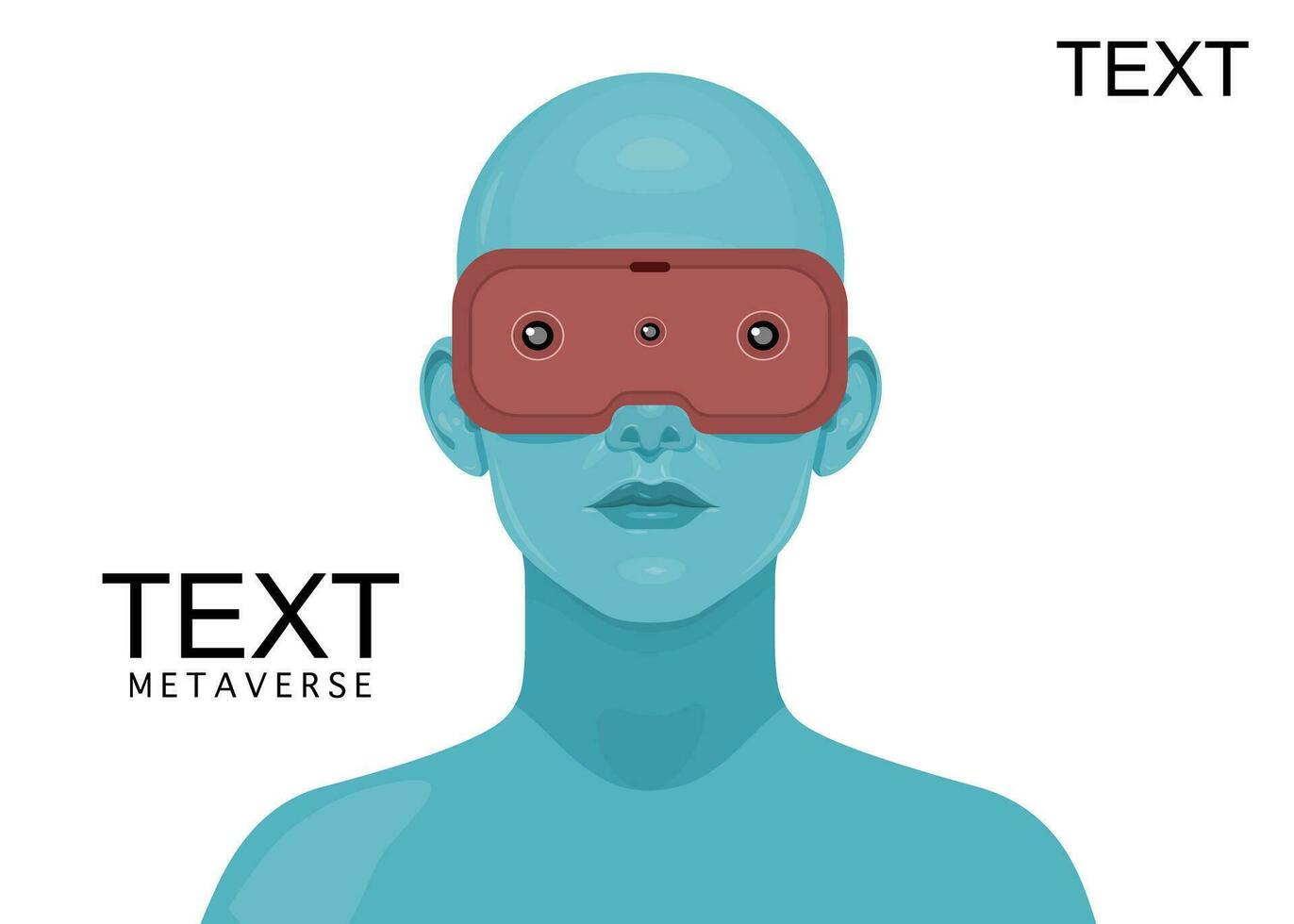 Human face in augmented or virtual reality glasses. Metaverse digital virtual reality technology, Vector illustration