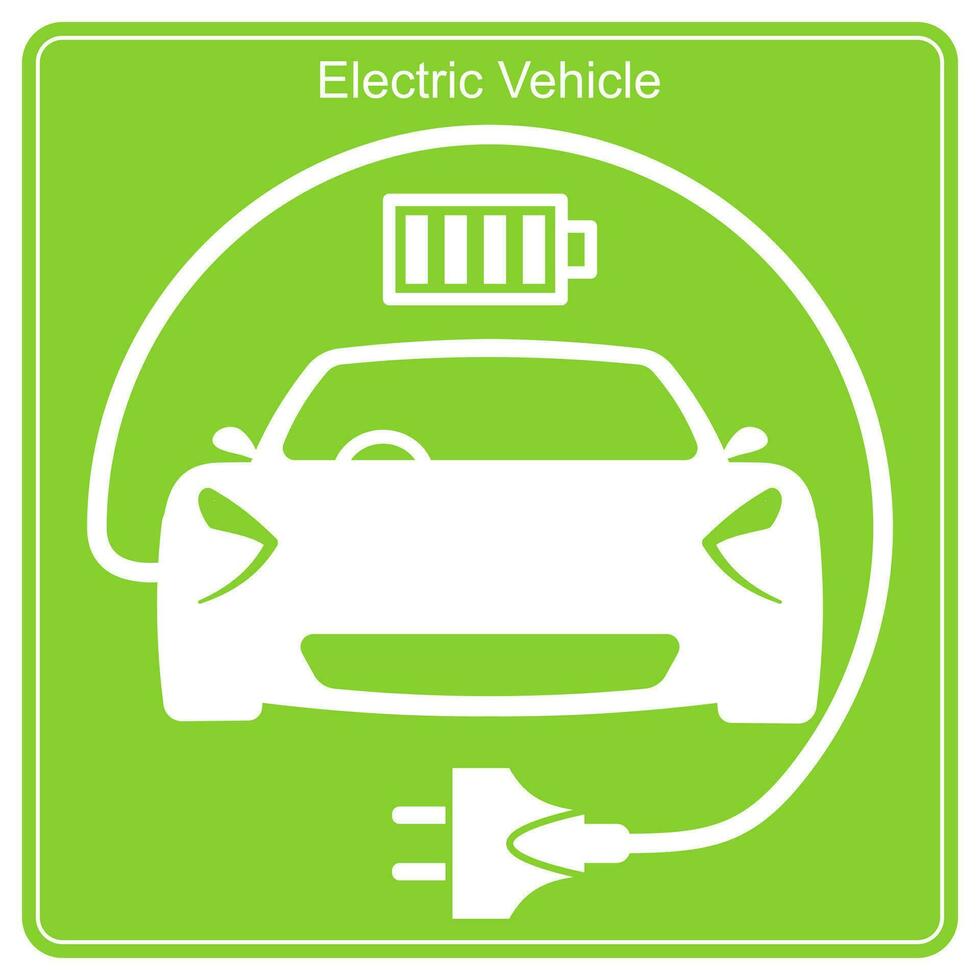 Electric Vehicle charging station, electric car with plug icon, EV car vector