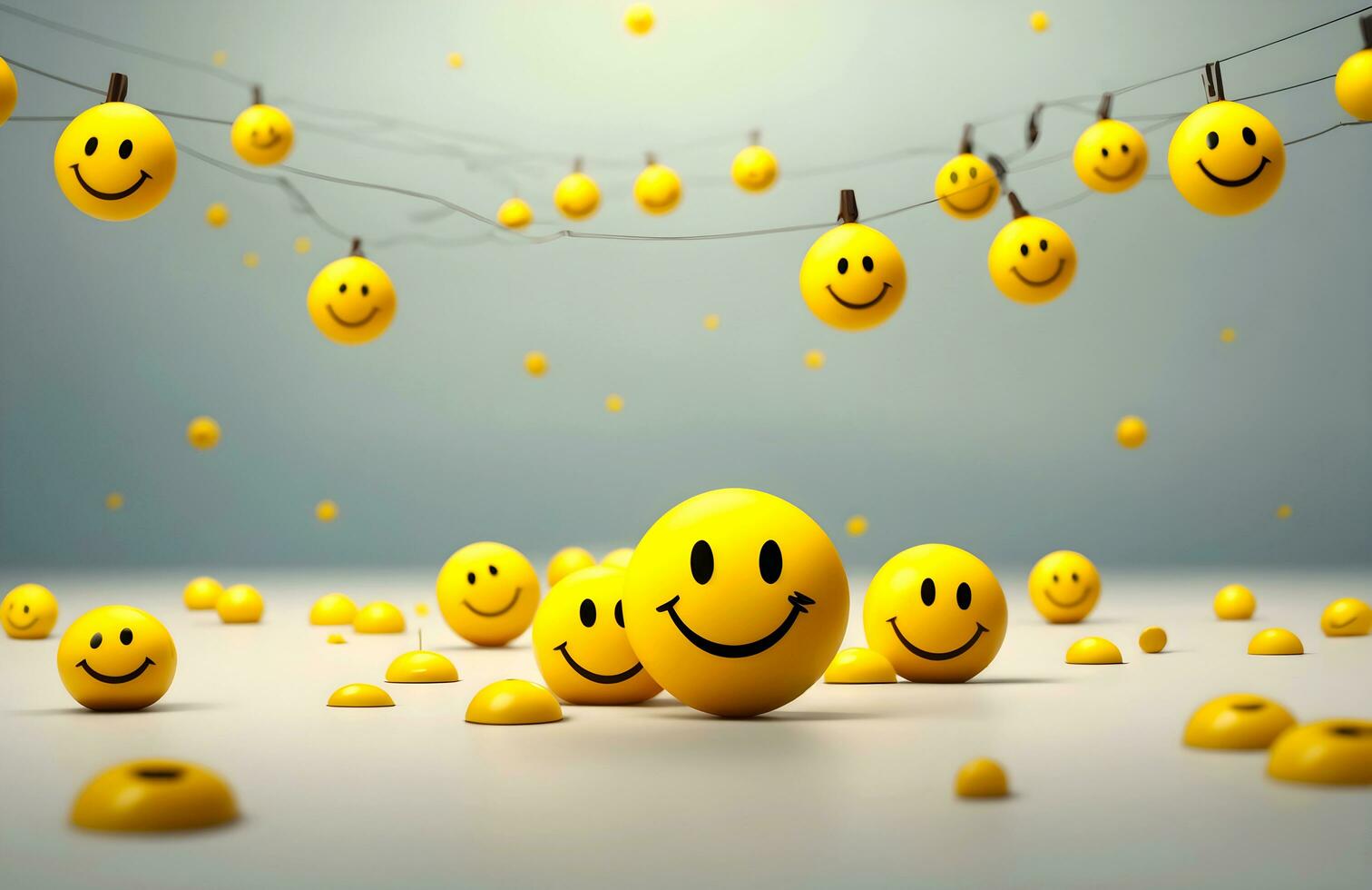 Ai generative world smile day concept, yellow smiley face background photo