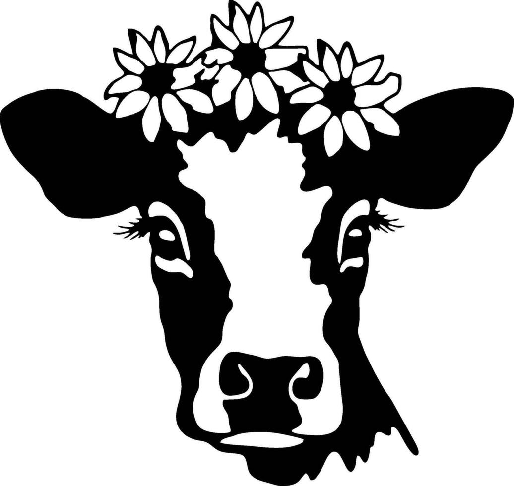 Heifer Flowers Crown Vector Cow Floral Stock Vector Royalty Free