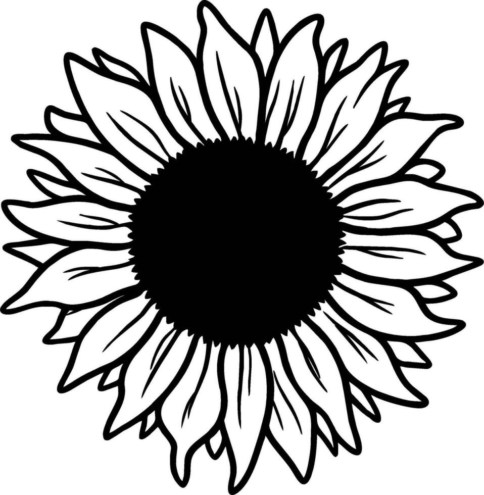 sunflower icon outline black. sunflower logo vector design