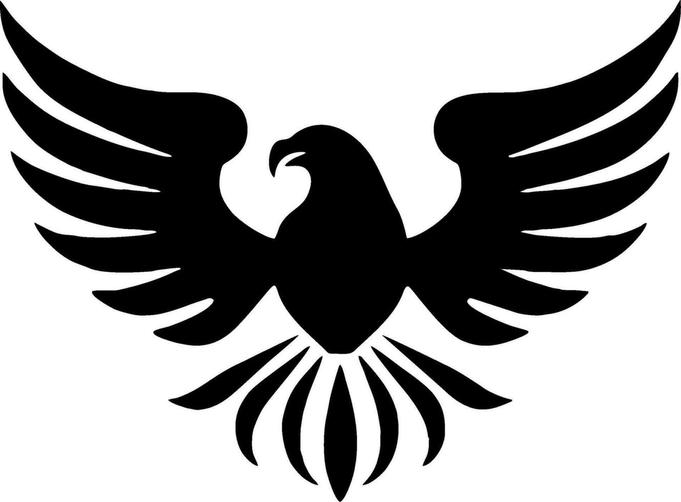 Premium Vector A black and white illustration of an eagle with wings spread.