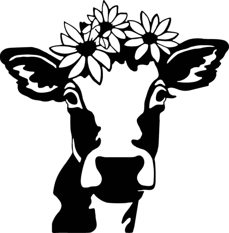 Heifer Flowers Crown Vector Cow Floral Stock Vector Royalty Free