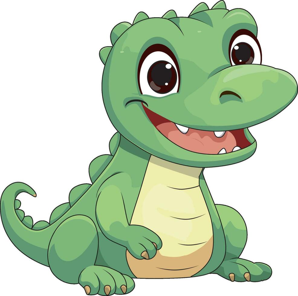 Cute Alligator Cartoon On White Background vector