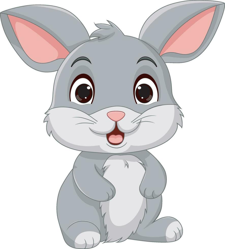 Cute Rabbit Cartoon On White Background vector